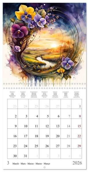Produktbild: Magie des quatre saisons (Calendrier mural carr&eacute; 2026 30x30 cm) Calendrier double avec une page pour vos prises de notes