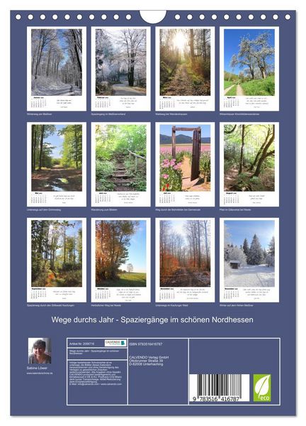 Produktbild: Wege durchs Jahr - Spazierg&auml;nge im sch&ouml;nen Nordhessen (Wandkalender 2026 DIN A4 hoch), CALVENDO Monatskalender