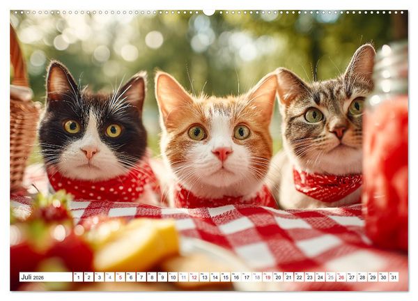 Produktbild: Katzenkalender - S&uuml;&szlig;e Katzen begleiten dich durch alle Jahreszeiten (Wandkalender 2026 DIN A2 quer), CALVENDO Monatskalender