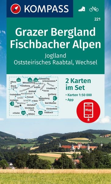 KOMPASS Wanderkarten-Set 221 Grazer Bergland, Fischbacher Alpen (2 Karten) 1:50.000, Sonstige von , Kompass-Karten, 978-3-99121-992-7