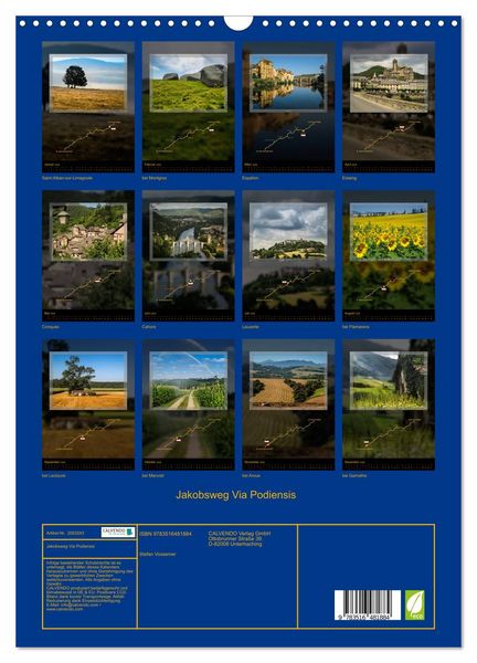 Produktbild: Jakobsweg Via Podiensis (Wandkalender 2026 DIN A3 hoch), CALVENDO Monatskalender