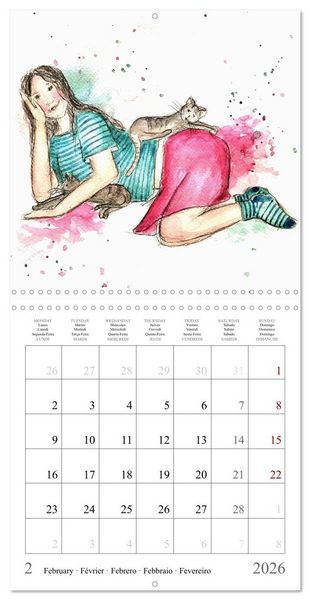 Produktbild: My faithful companions - Watercolours of a love for cats (Wall Calendar 2026 12 &times; 12 Inch) CALVENDO 12 Month Wall Calendar