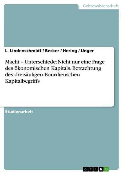 Produktbild: Macht - Unterschiede: Nicht nur eine Frage des &ouml;konomischen Kapitals