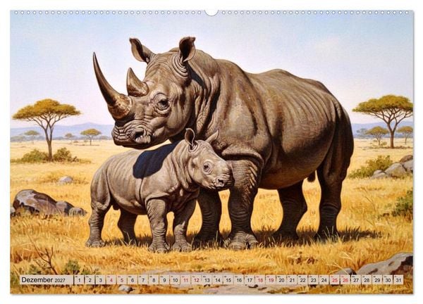 Produktbild: Afrikas Tiere wie aus alten B&uuml;chern (Wandkalender 2027 DIN A2 quer), CALVENDO Monatskalender
