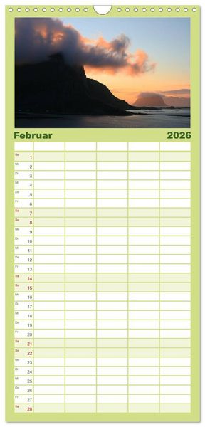 Produktbild: Familienplaner 2026 - Hurtigruten - Entlang der norwegischen K&uuml;ste mit 5 Spalten (Wandkalender, 21 x 45 cm) CALVENDO