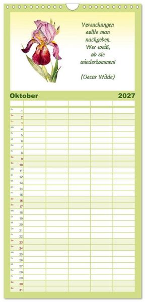 Produktbild: Familienplaner 2027 - 12 unterhaltsame Zitate f&uuml;r ein sch&ouml;nes Jahr mit 5 Spalten (Wandkalender, 21 x 45 cm) CALVENDO