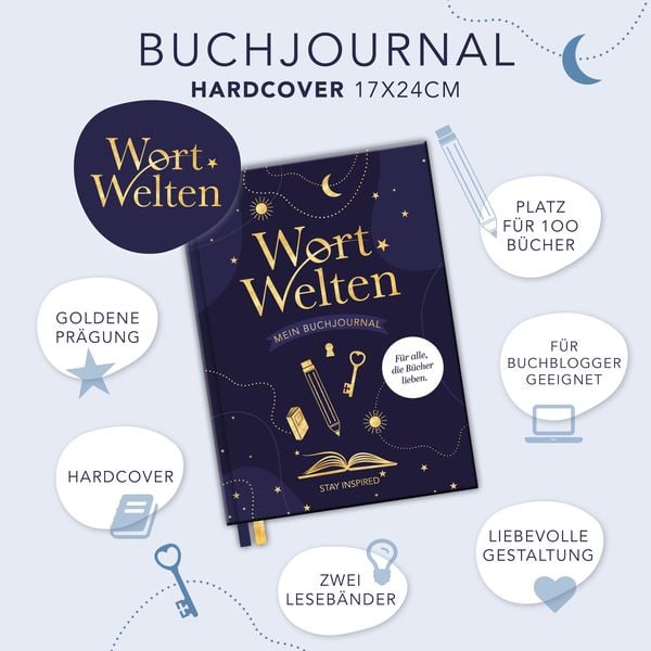 Produktbild: Wort Welten: Buchjournal XXL - Lesetagebuch & Buchjournal f&uuml;r 100 B&uuml;cher | Buchtagebuch f&uuml;r Blogger und Booktok | Reading Journal | Lesetracker | Buchlisten | Blogging-Tools | Lesechallenges