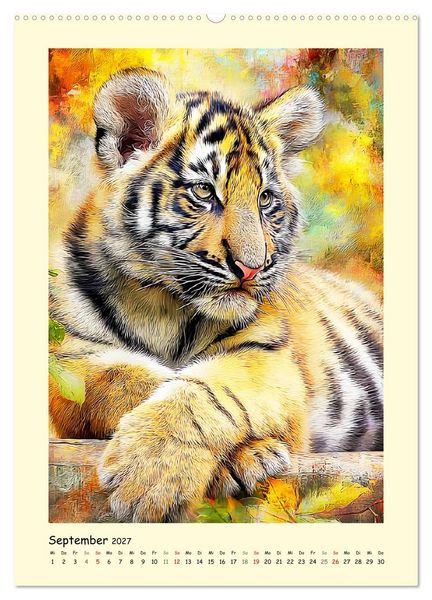 Produktbild: Raubkatzen. Moderne Paintings wilder Eleganz (Wandkalender 2027 DIN A2 hoch), CALVENDO Monatskalender