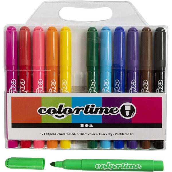 Produktbild: Creativ Company Colortime Marker, Strichst&auml;rke 5 mm, Standard-Farben, 12 Stk