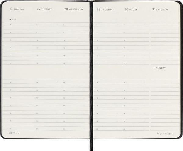 Produktbild: Moleskine 12 Monate Wochenkalender 2027, Pocket/A6, 1 Wo = 2 Seiten, vertikal, fester Einband, Schwarz