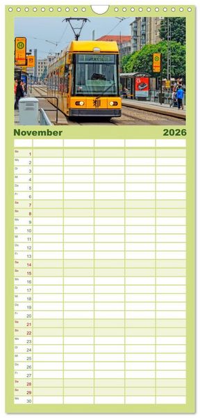 Produktbild: Familienplaner 2026 - Ich fahre gern Stra&szlig;enbahn mit 5 Spalten (Wandkalender, 21 x 45 cm) CALVENDO