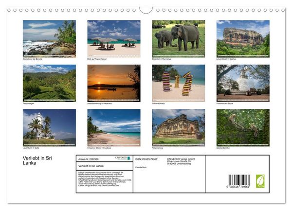 Produktbild: Verliebt in Sri Lanka (Wandkalender 2027 DIN A3 quer), CALVENDO Monatskalender
