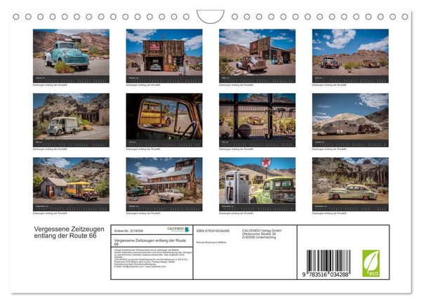 Produktbild: Vergessene Zeitzeugen entlang der Route 66 (Wandkalender 2026 DIN A4 quer), CALVENDO Monatskalender