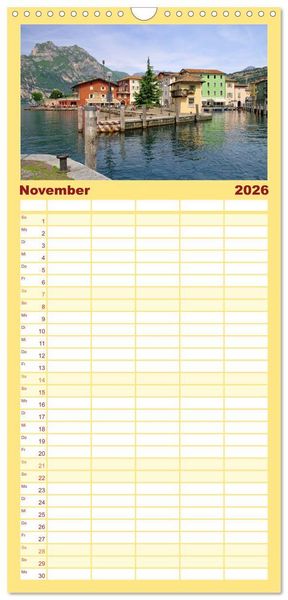 Produktbild: Familienplaner 2026 - Gardasee mit 5 Spalten (Wandkalender, 21 x 45 cm) CALVENDO