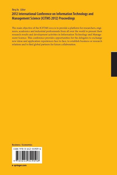 Produktbild: 2012 International Conference on Information Technology and Management Science(ICITMS 2012) Proceedings