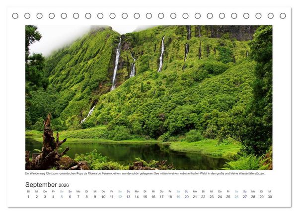 Produktbild: Azoren-Insel Flores - Farbtupfer auf einem erloschenen Vulkan Portugals (Tischkalender 2026 DIN A5 quer), CALVENDO Monatskalender