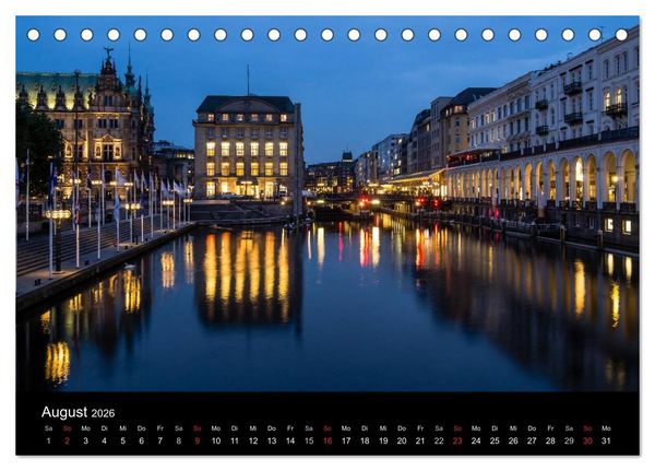 Produktbild: Hamburg - N&auml;chtliche Impressionen (Tischkalender 2026 DIN A5 quer), CALVENDO Monatskalender