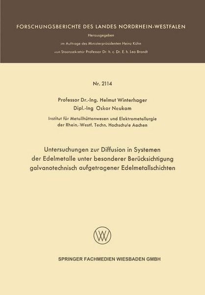 Produktbild: Untersuchungen zur Diffusion in Systemen der Edelmetalle unter besonderer Ber&uuml;cksichtigung galvanotechnisch aufgetragener Edelmetallschichten