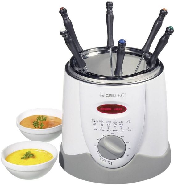 Clatronic FFR 2916 Fondue-Fritteuse 840W mit manueller Temperatureinstellung Weiß, Grau