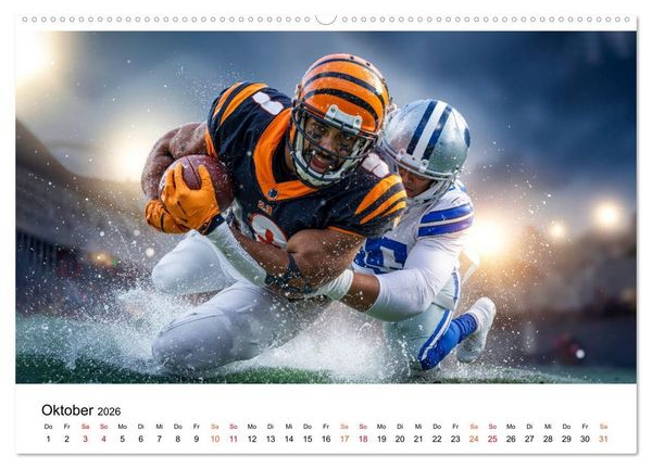 Produktbild: American Football - Touchdown durchs Jahr (hochwertiger Premium Wandkalender 2026 DIN A2 quer), Kunstdruck in Hochglanz