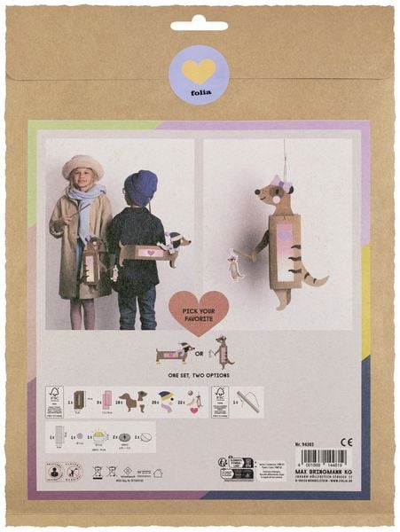 Produktbild: FOLIA Bastelartikel Laternen-Bastelsets AUTUMN FRIENDS, inkl. 1 LED-Licht und Batterien