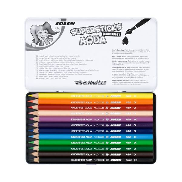 Produktbild: JOLLY Buntstifte Supersticks Kinderfest AQUA, 12er Metalletui
