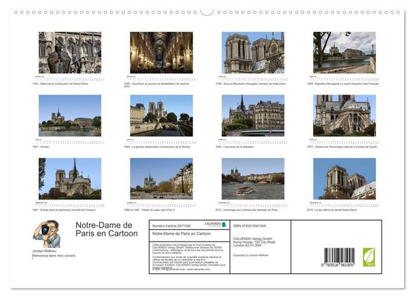 Produktbild: Notre-Dame de Paris en Cartoon (Calendrier mural 2026 DIN A2 vertical) calendrier de bureau