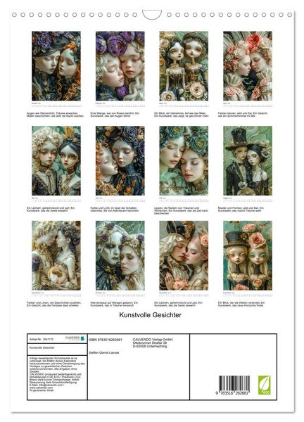 Produktbild: Kunstvolle Gesichter (Wandkalender 2026 DIN A3 hoch), CALVENDO Monatskalender