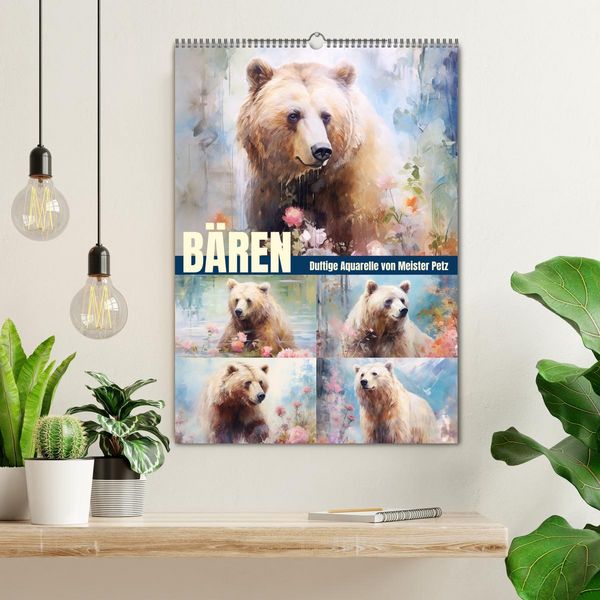Produktbild: B&auml;ren. Duftige Aquarelle von Meister Petz (Wandkalender 2026 DIN A2 hoch), CALVENDO Monatskalender