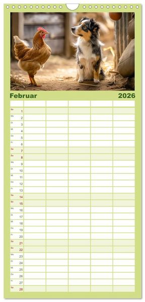 Produktbild: Familienplaner 2026 - Bauernhof-Freunde - Hunde und ihre tierischen Freundschaften mit 5 Spalten (Wandkalender, 21 x 45 cm) CALVENDO
