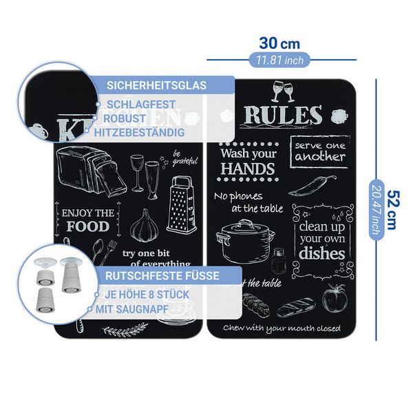 Produktbild: Herdabdeckplatte Universal Mod. Kitchen Rules, 2er Set, f&uuml;r alle Herdarten geeignet