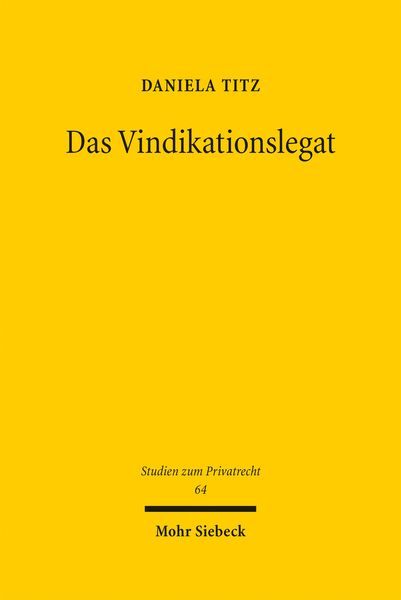 Produktbild: Das Vindikationslegat