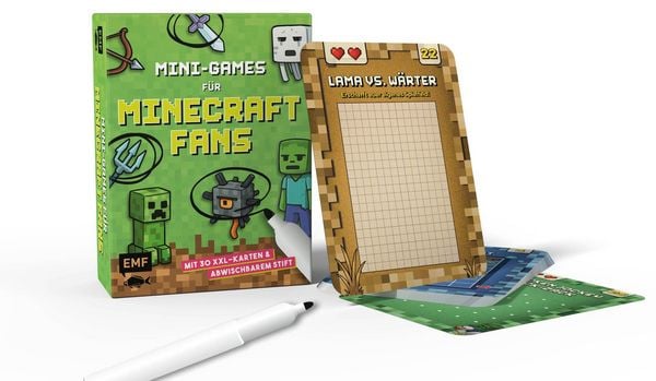 Produktbild: Kartenspiel: Mini-Games f&uuml;r Minecraft-Fans &ndash; mit abwischbarem Stift