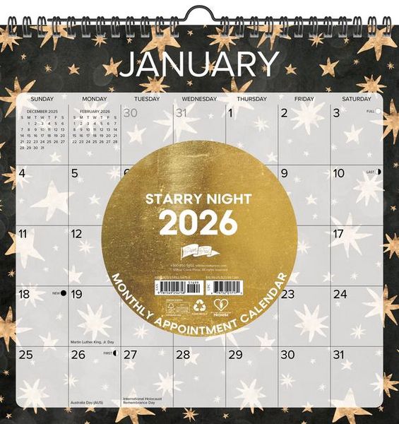 Produktbild: Starry Night 2026 12 X 12 Spiral Wall Calendar