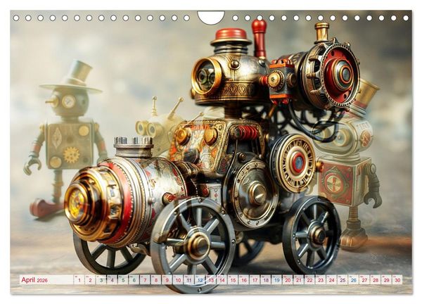 Produktbild: Mechanische Wunderwelten - Ein Jahr mit Steampunk Toys (Wandkalender 2026 DIN A4 quer), CALVENDO Monatskalender