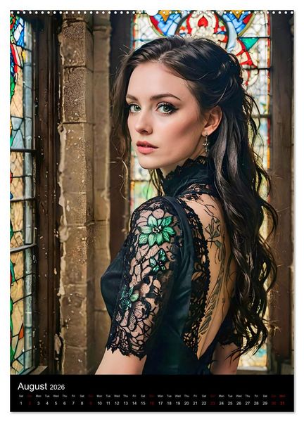 Produktbild: AI Gothic world - Mystical beauties of the night (Wall Calendar 2026 DIN A2 portrait), CALVENDO 12 Month Wall Calendar