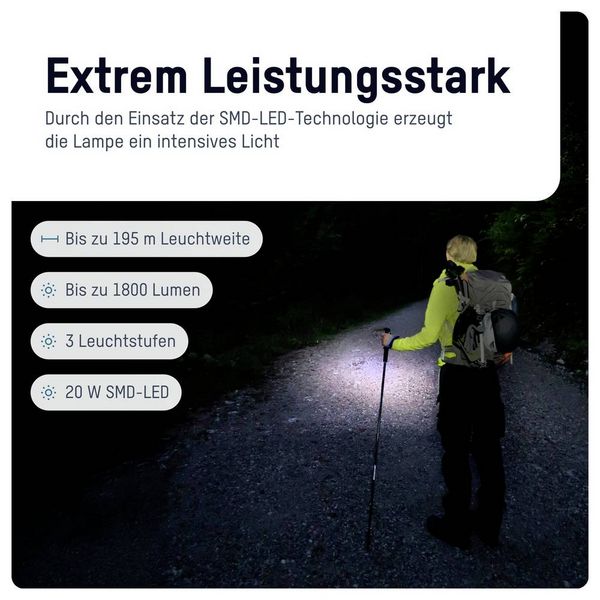 Produktbild: Ansmann LED Taschenlampe Adventure TA1800RF wiederaufladbar 1600-0763 SMD LED Taschenlampe Gro&szlig;e Reichweite akkubetrieben 1800 lm 6 h 182 g