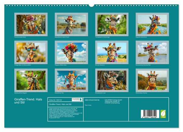 Produktbild: Giraffen-Trend. Hals und Stil (hochwertiger Premium Wandkalender 2026 DIN A2 quer), Kunstdruck in Hochglanz