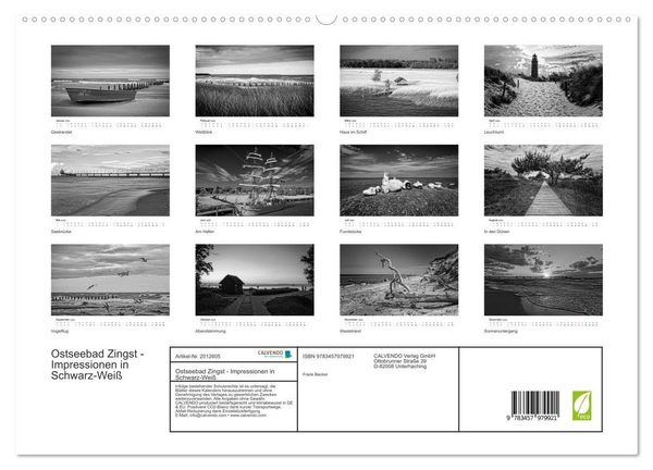 Produktbild: Ostseebad Zingst - Impressionen in Schwarz-Wei&szlig; (hochwertiger Premium Wandkalender 2026 DIN A2 quer), Kunstdruck in Hochglanz
