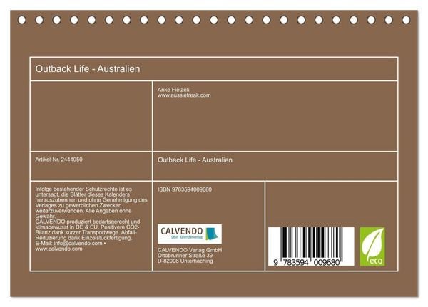 Produktbild: Outback Life - Australien (Tischkalender 2027 DIN A5 quer), CALVENDO Monatskalender