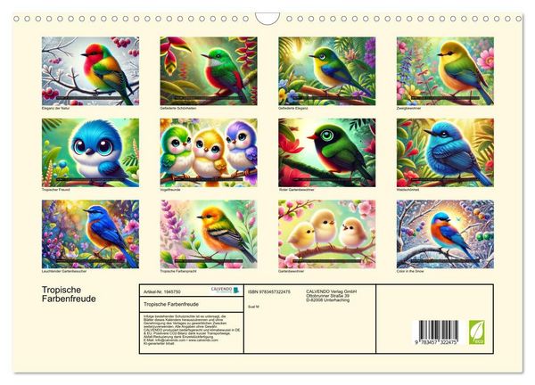 Produktbild: Tropische Farbenfreude (Wandkalender 2026 DIN A3 quer), CALVENDO Monatskalender