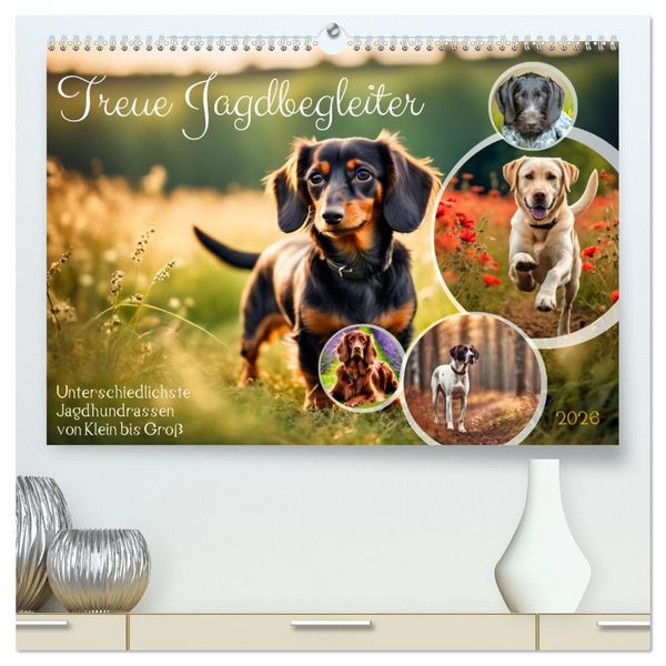 Produktbild: Treue Jagdbegleiter (hochwertiger Premium Wandkalender 2026 DIN A2 quer), Kunstdruck in Hochglanz