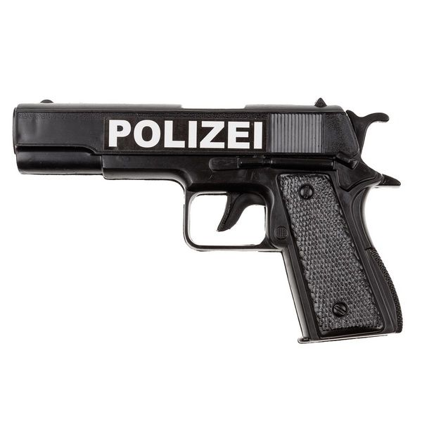 Produktbild: Idena Polizei Set Pistole Pistolenhalfter und Handschellen schwarz/grau 3 Teile
