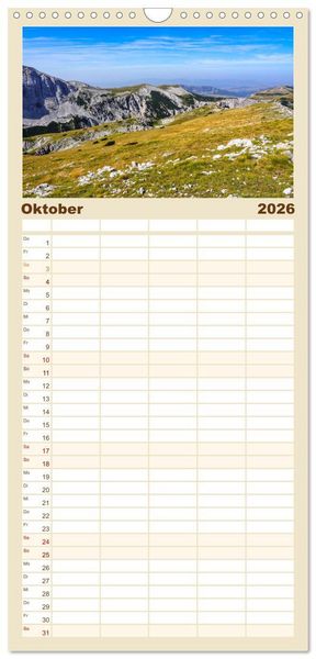 Produktbild: Familienplaner 2026 - Sutjeska-Nationalpark mit 5 Spalten (Wandkalender, 21 x 45 cm) CALVENDO
