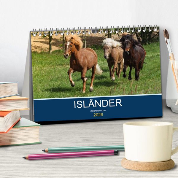 Produktbild: Isl&auml;nder - icelandic horses (Tischkalender 2026 DIN A5 quer), CALVENDO Monatskalender