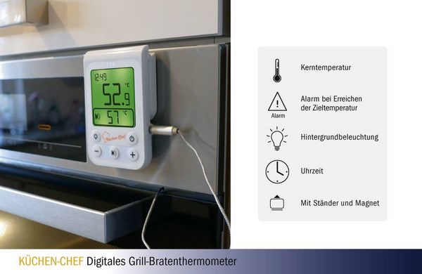 Produktbild: TFA Dostmann 14.1510.02 Grill-Thermometer &Uuml;berwachung der Kerntemperatur, Kabelsensor Braten, Grillgut, Niedergaren