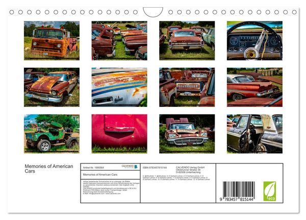 Produktbild: Memories of American Cars (Wandkalender 2026 DIN A4 quer), CALVENDO Monatskalender
