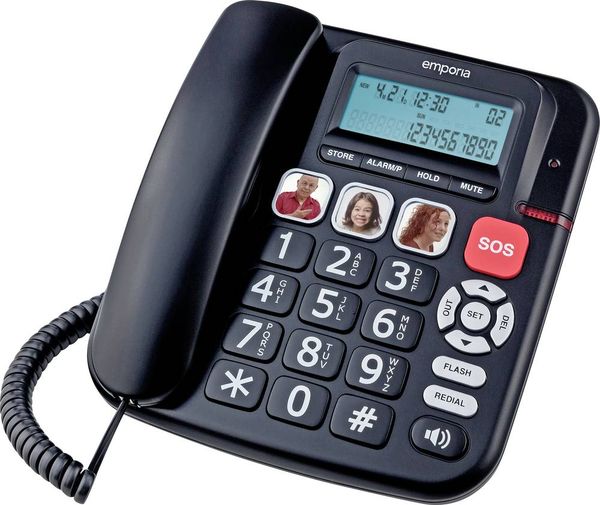 Emporia KFT20 Schnurgebundenes Seniorentelefon  Freisprechen, für Hörgeräte kompatibel, Wahlwiederholung Beleuchtetes Di