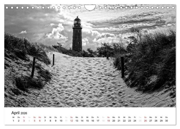 Produktbild: Ostseebad Zingst - Impressionen in Schwarz-Wei&szlig; (Wandkalender 2026 DIN A4 quer), CALVENDO Monatskalender