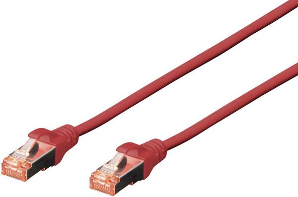 Produktbild: Digitus DK-1644-030/R RJ45 Patchkabel CAT 6 S/FTP 3.00 m Rot Halogenfrei, verdrillte Paare, mit Rastnasenschutz, Flammwidrig 1 St.